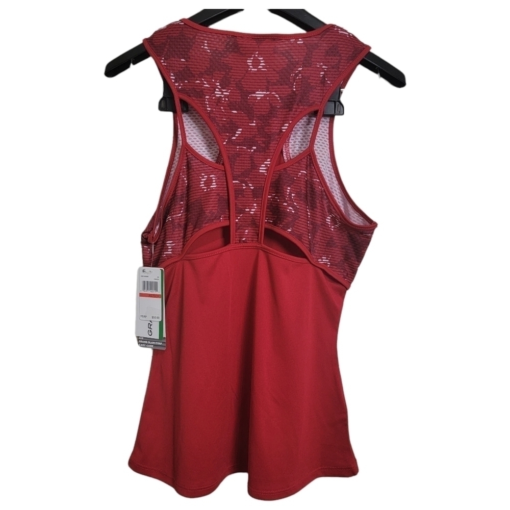 Grand Slam by Perry Ellis Red White Geometric Print Athletic Tennis Tank Top XS - Picture 2 of 5